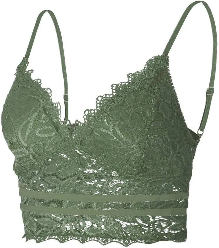 Bralettes for Women V Neck Lace Camisole Y2K Tank Top Strappy Cami Unpadded Bra Lingerie Crop Tops Outfits Everyday Bras