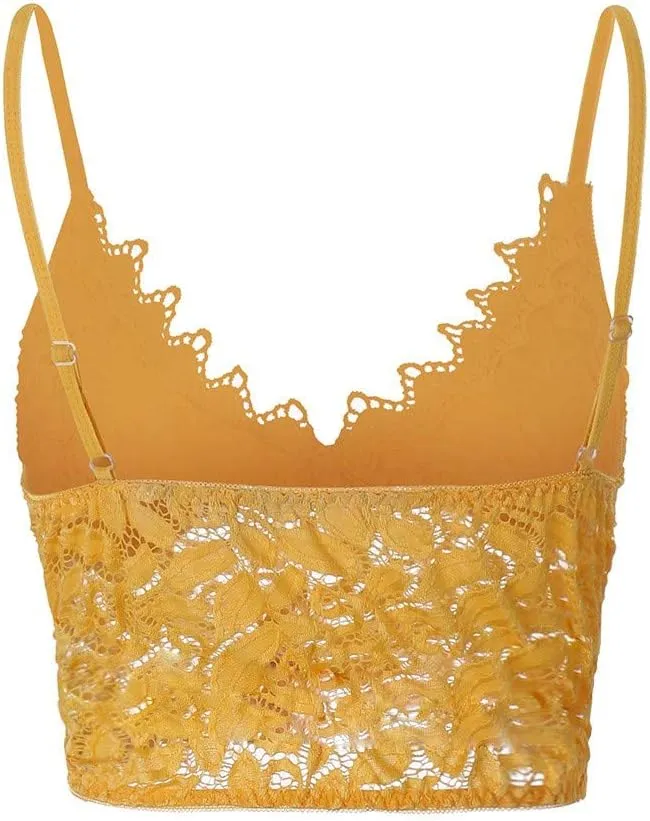 Bralettes for Women V Neck Lace Camisole Y2K Tank Top Strappy Cami Unpadded Bra Lingerie Crop Tops Outfits Everyday Bras