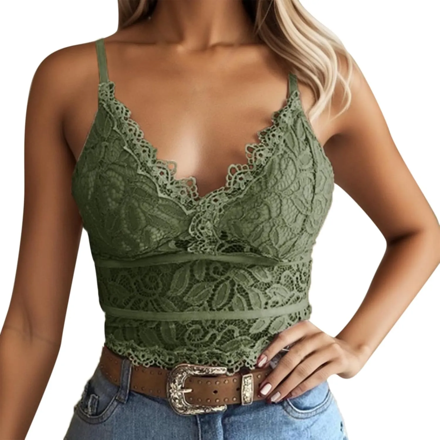 Bralettes for Women V Neck Lace Camisole Y2K Tank Top Strappy Cami Unpadded Bra Lingerie Crop Tops Outfits Everyday Bras