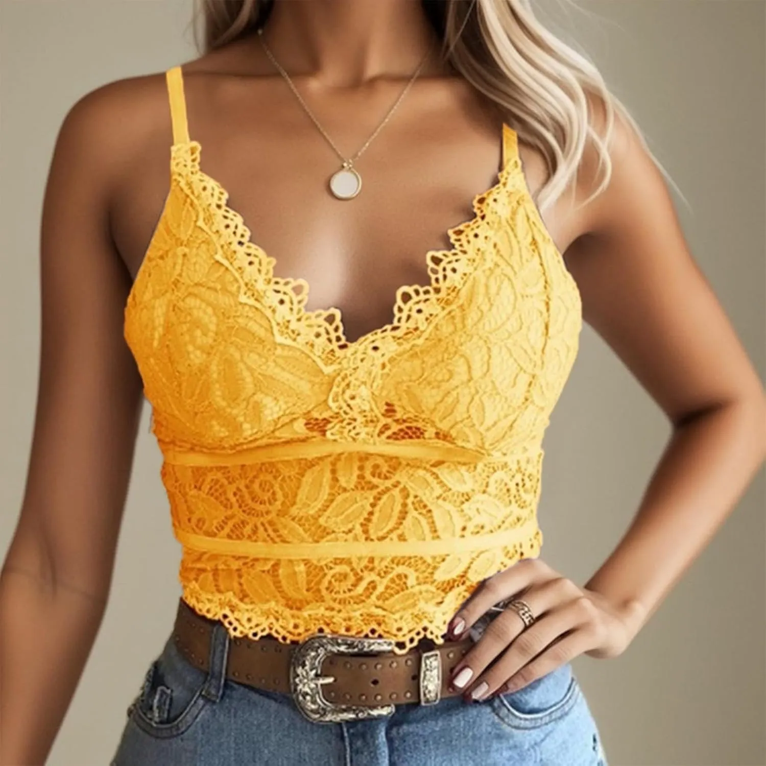 Bralettes for Women V Neck Lace Camisole Y2K Tank Top Strappy Cami Unpadded Bra Lingerie Crop Tops Outfits Everyday Bras