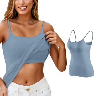 Bras for Women Plus Size Tank Tops with Built in Bras Bralettes Racerback Padded Sports Bras Tank Fitted Basic Cami Tops