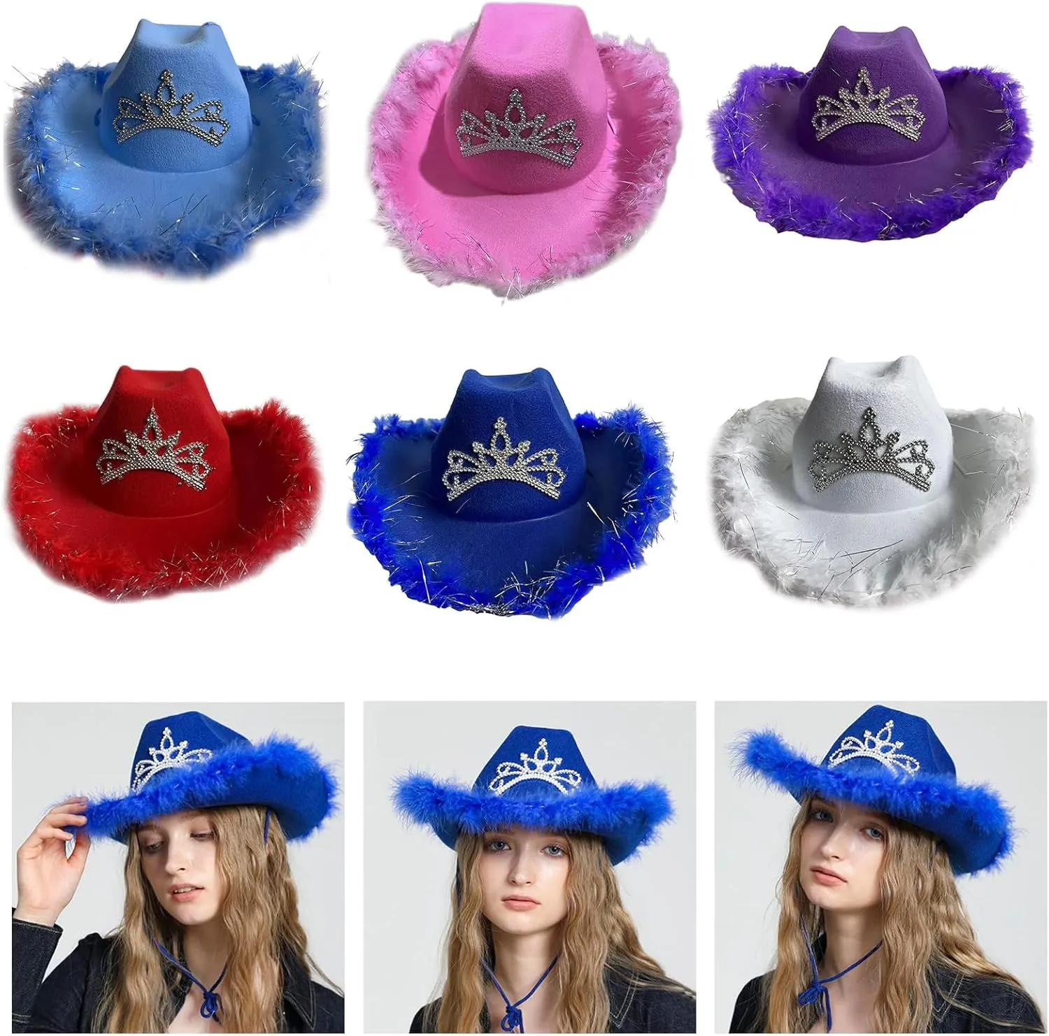 Breathable Cowboy Hats Western Party Large Rolled Brims Hat Fedoras Felts Cowboy Sunproof Hat
