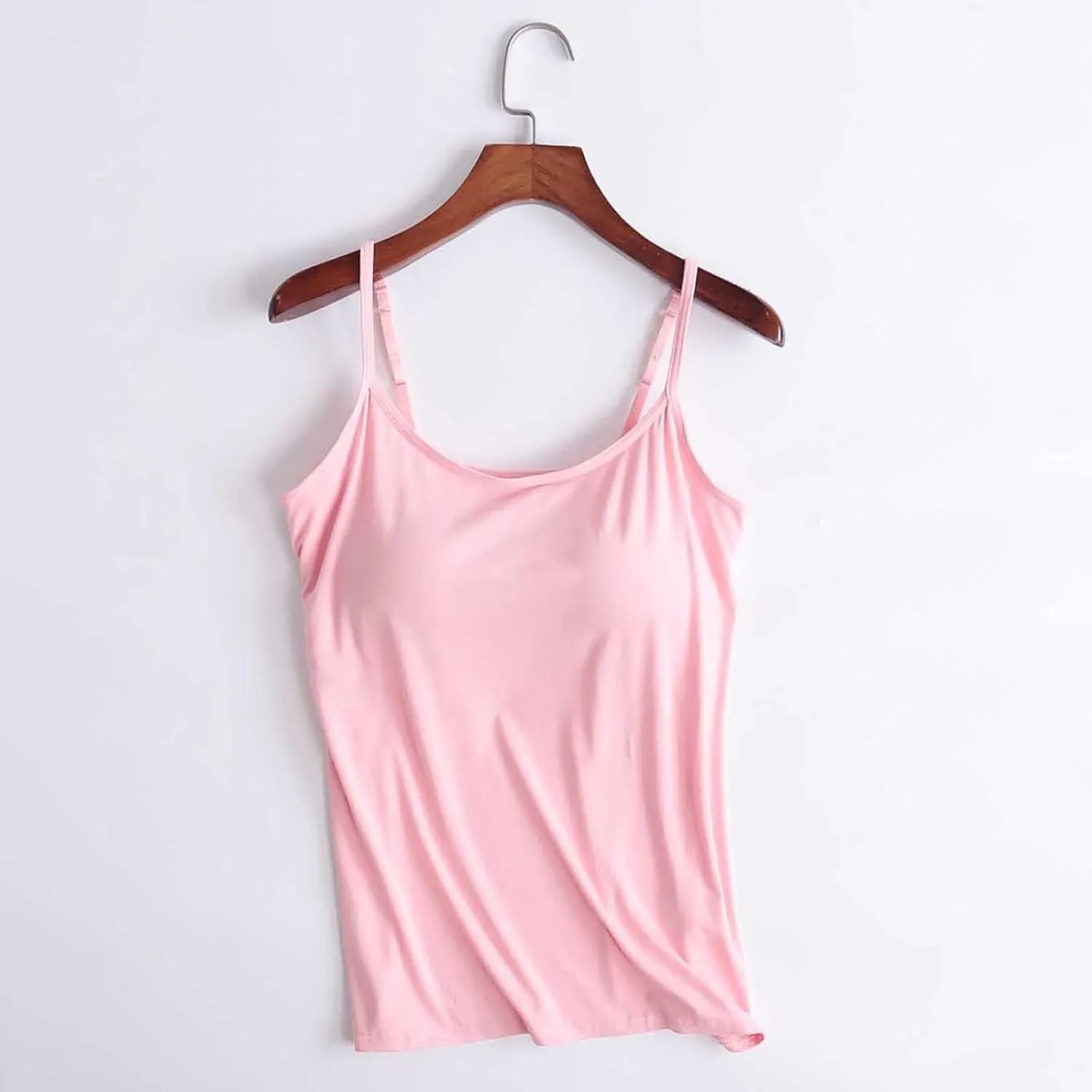 Built in Bra Tank Tops for Women Camisole Tops with Chest Pads Underwear One Thin Straps Sports Bottoming Shirt