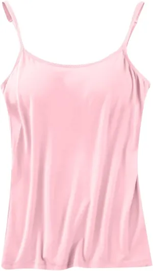 Built in Bra Tank Tops for Women Camisole Tops with Chest Pads Underwear One Thin Straps Sports Bottoming Shirt