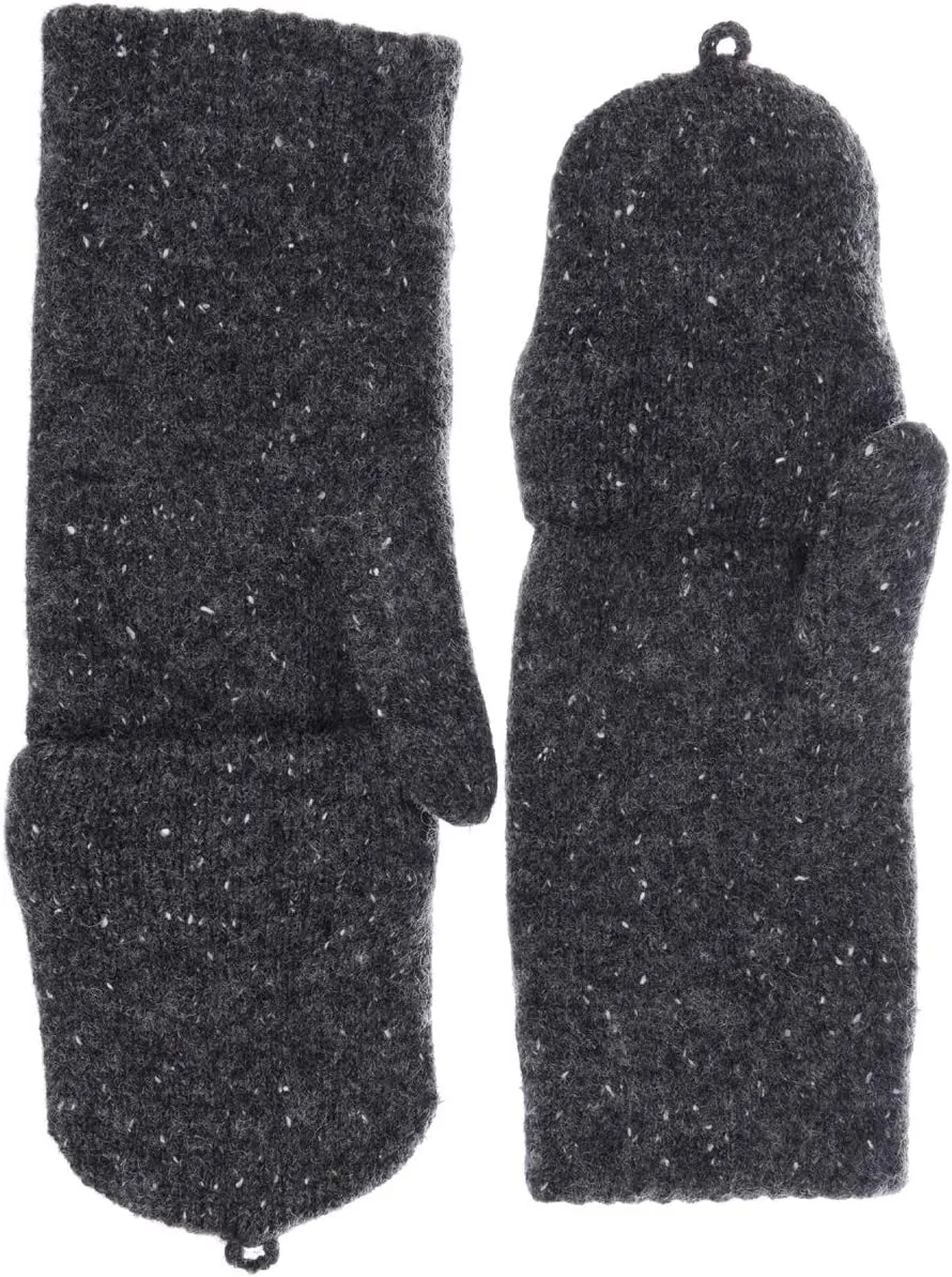 BYOS Womens Winter Plush Fleece Lined Convertible Fingerless Knit Mitten Gloves