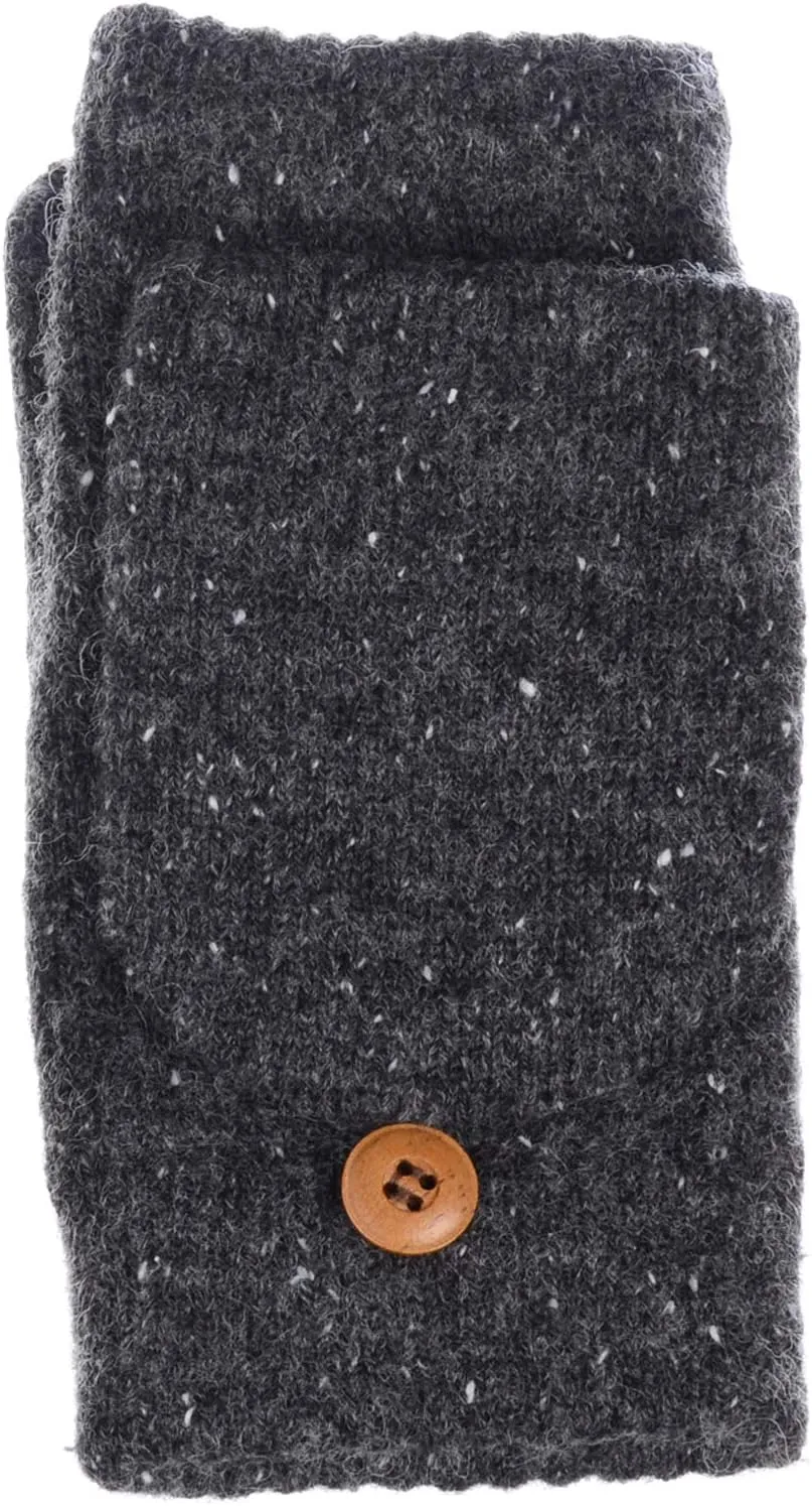 BYOS Womens Winter Plush Fleece Lined Convertible Fingerless Knit Mitten Gloves