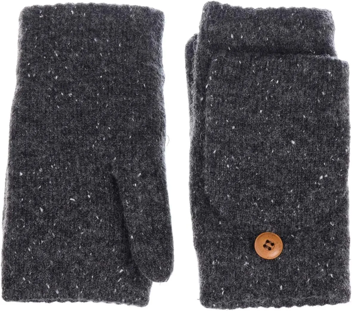 BYOS Womens Winter Plush Fleece Lined Convertible Fingerless Knit Mitten Gloves
