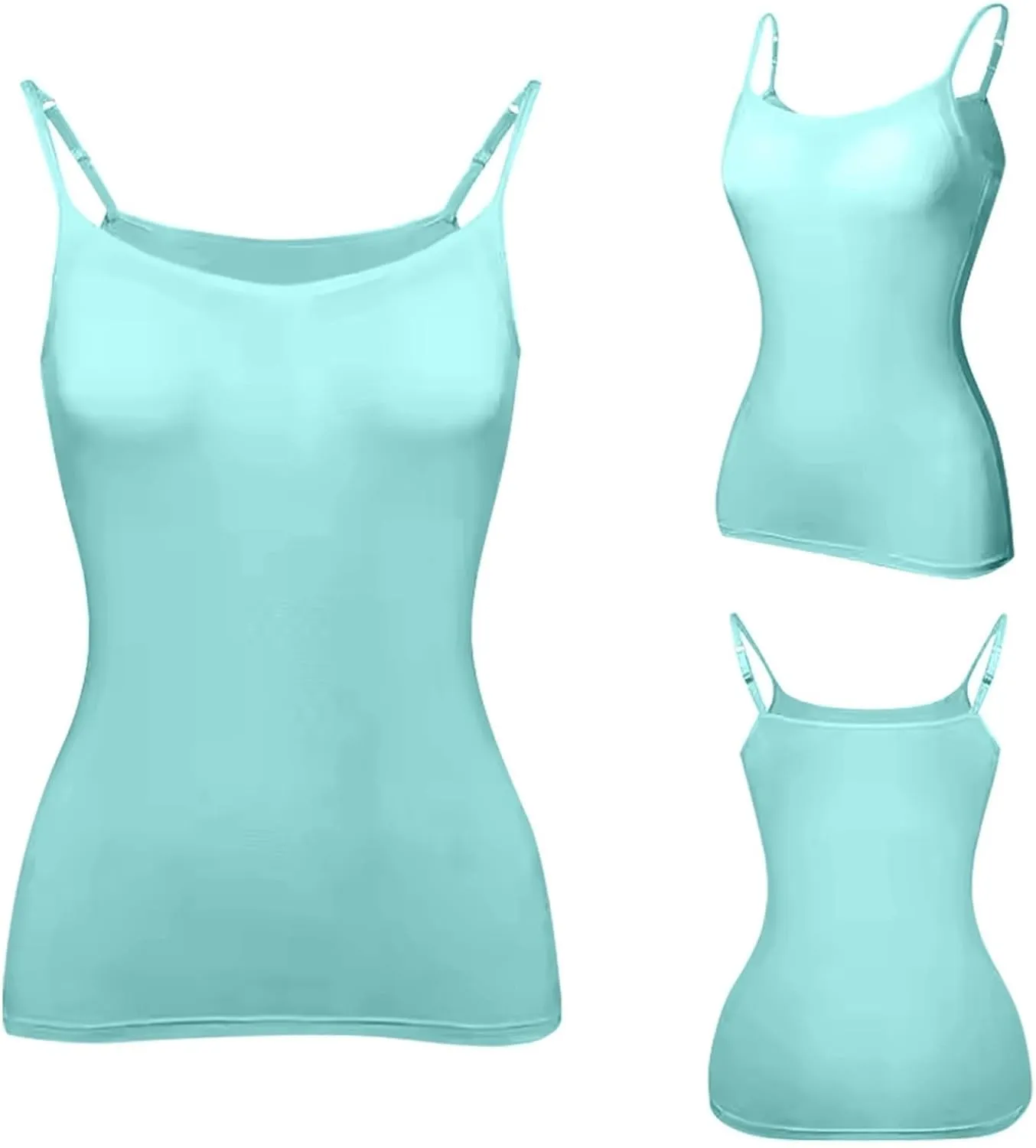 Camisole Tops for Women Built in Bra Basic Cami Vest Summer Workout Camisoles Spaghetti Strap Tank Top Layer Padded Bra