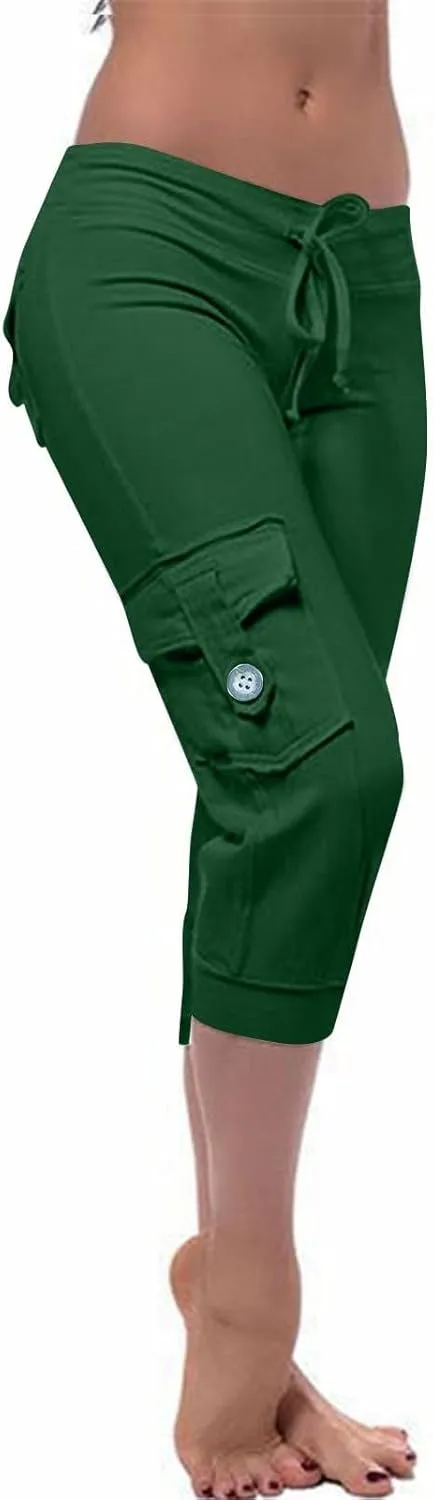 Capri Pants for Women Trendy High Waisted Knee Length Bermuda Shorts Lightweight Quick Dry Summer Cropped Ankle Pant