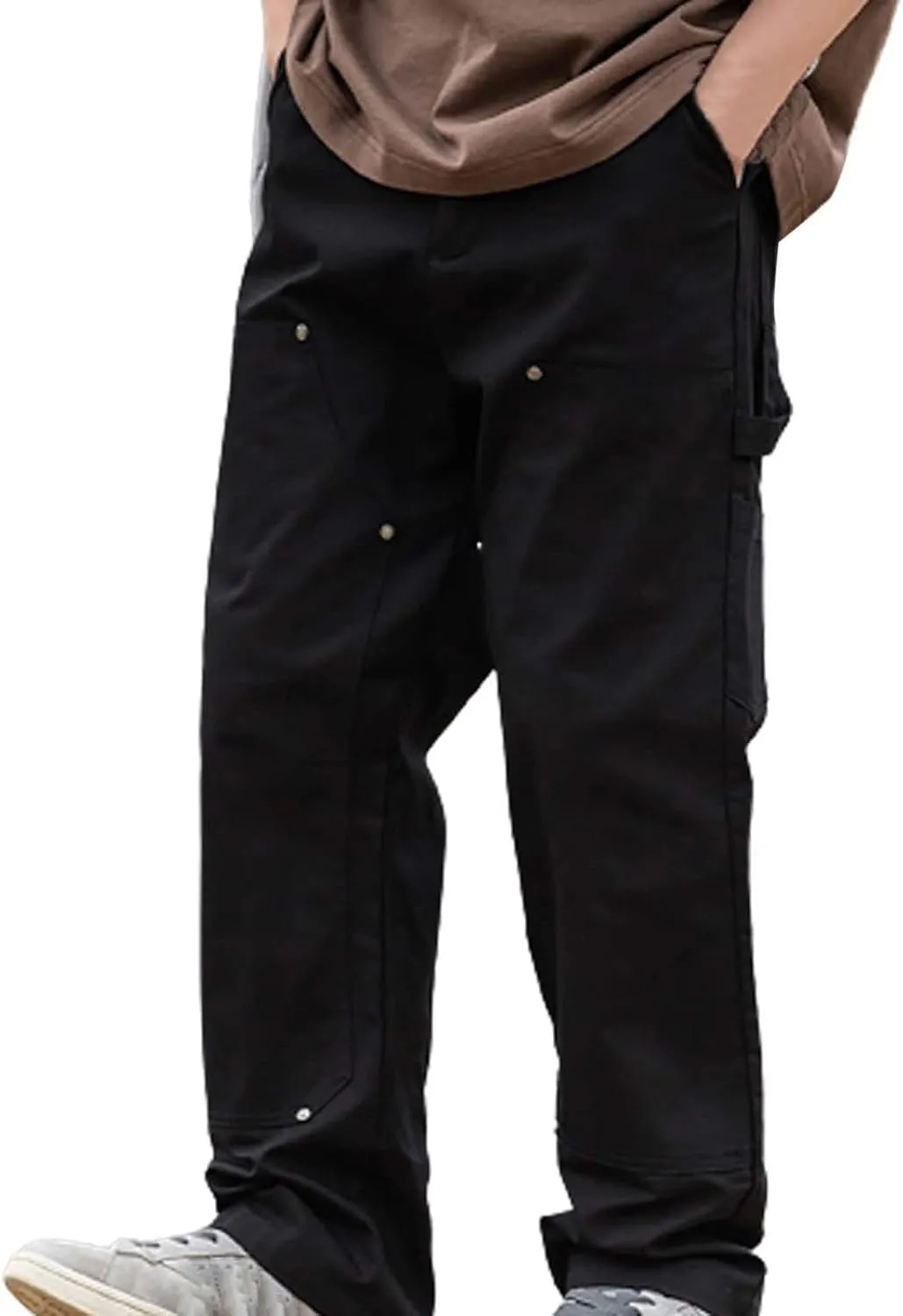 Cargo Pants for Men Men's Solid Straight Loose Workout Ripstop Hiking Cargo Pants Long Trousers with Multi-Pockets