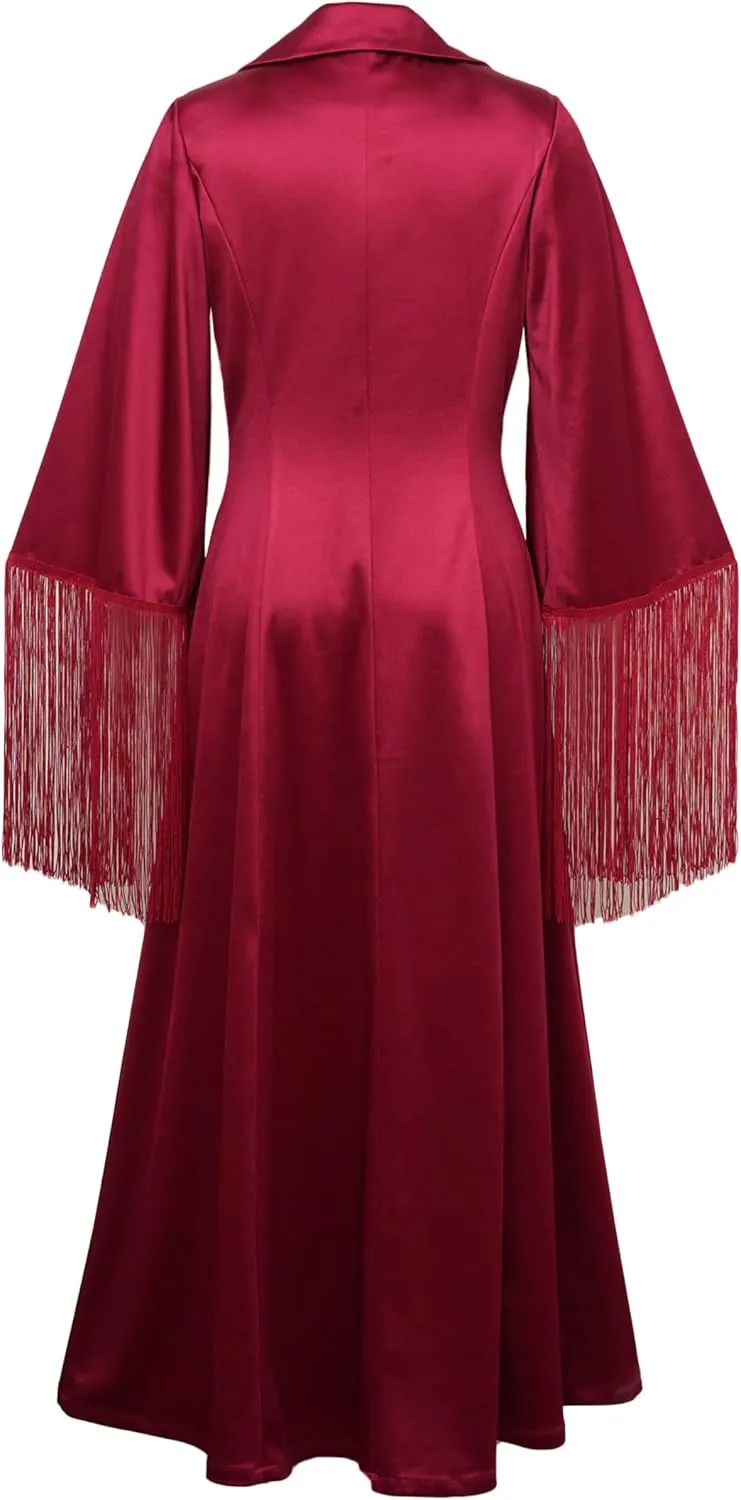 CHIC STAR Womens Satin Fringe Maxi Coat