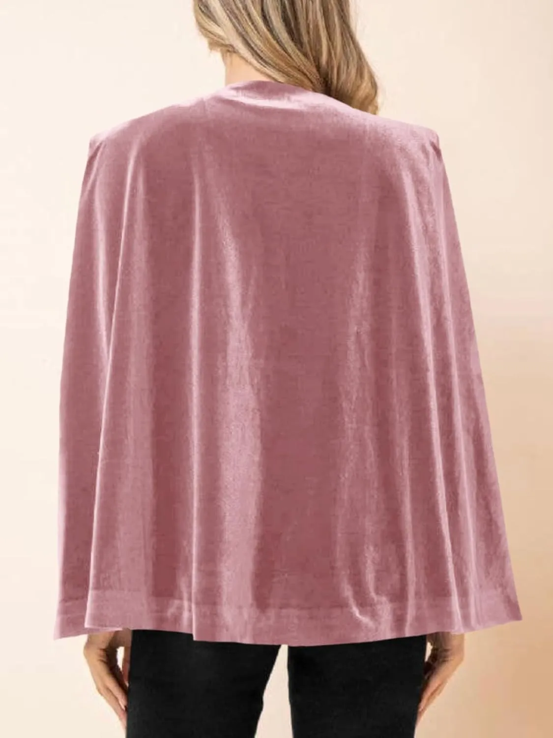 Cicy Bell Women's Velvet Cape Blazer Jackets Casual Split Long Sleeve Open Front Coat