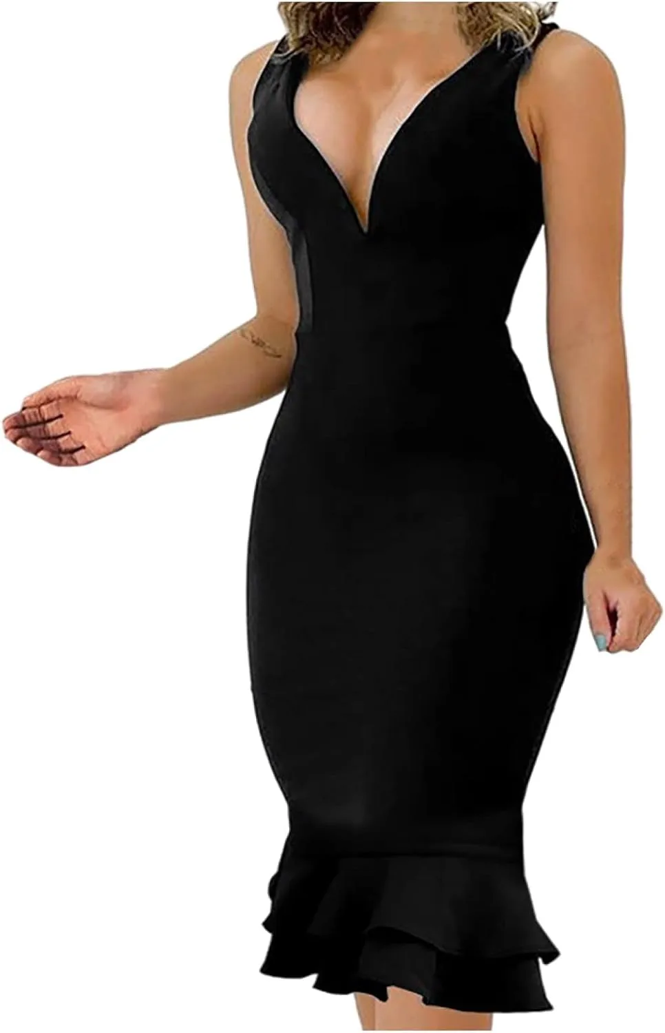Cocktail Dress for Women,2024 Elegant Sexy Skinny Wedding Guest Dress,Trendy Ruched Slit Irregular Party Dress