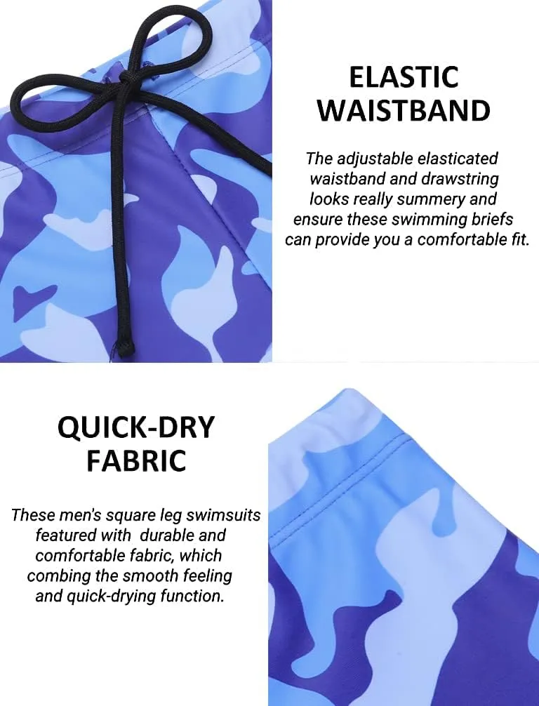 COOFANDY Men's Square Leg Swim Briefs Athletic Quick Dry Bathing Suit Square Leg Board Short for Men
