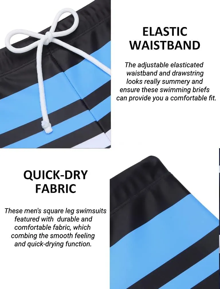 COOFANDY Men's Square Leg Swim Briefs Athletic Quick Dry Bathing Suit Square Leg Board Short for Men