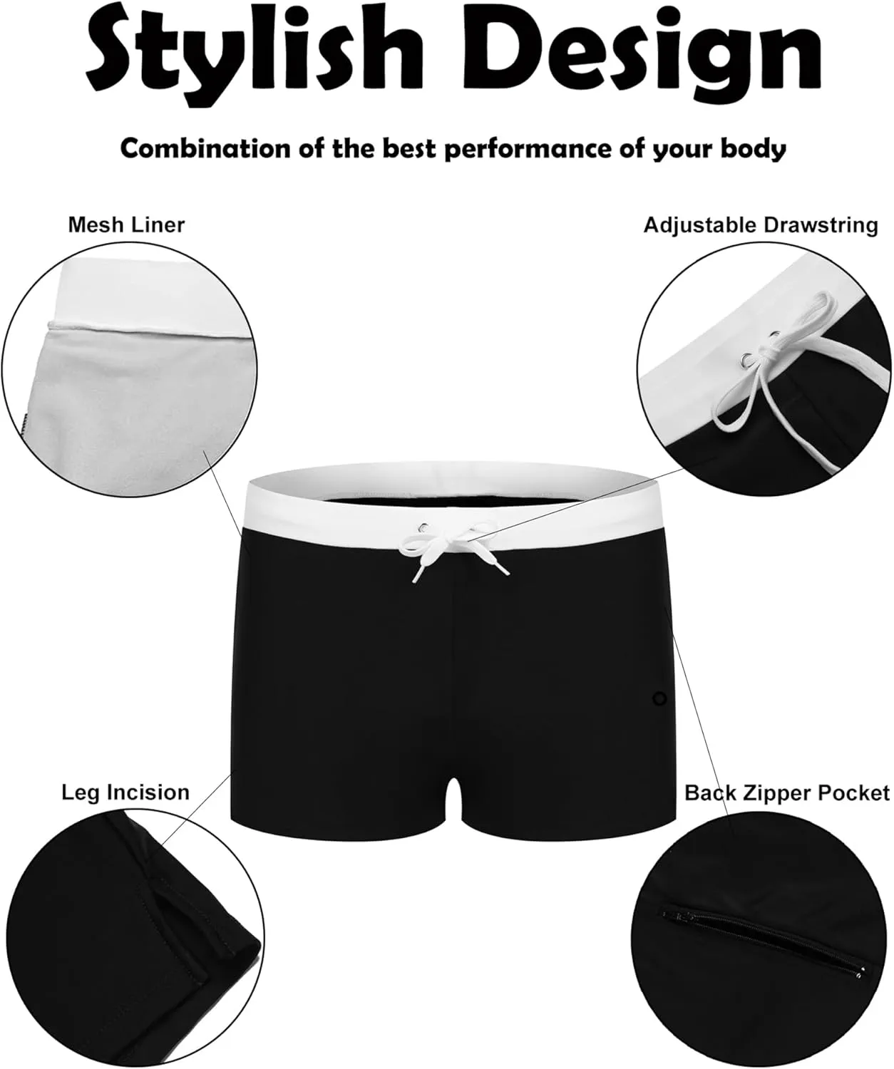 COOFANDY Men's Square Leg Swim Briefs Tight Swim Trunks Swimsuit Athletic Bathing Suit Swimwear with Liner