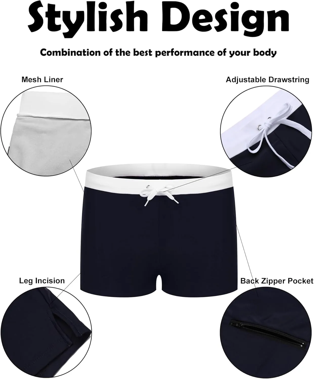 COOFANDY Men's Square Leg Swim Briefs Tight Swim Trunks Swimsuit Athletic Bathing Suit Swimwear with Liner