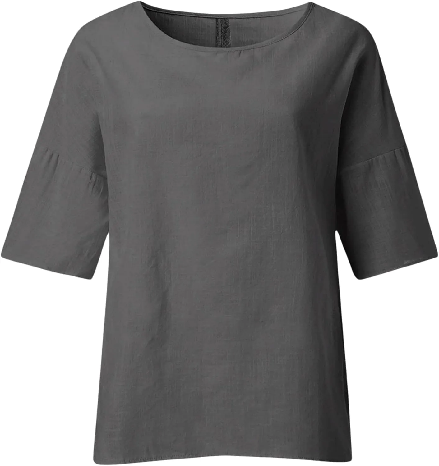 Cotton Linen Half Sleeve Shirt Top Crew Neck Comfy T Shirts Casual Loose Fit Basic Tee Shits Comfy Soft Summer Blouse