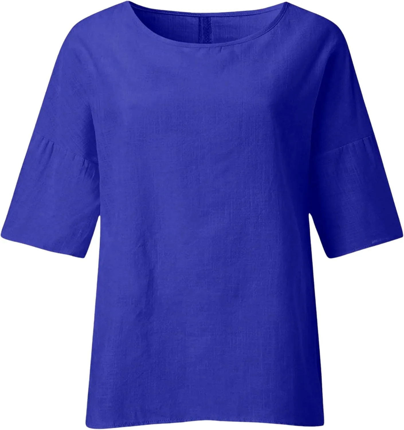 Cotton Linen Half Sleeve Shirt Top Crew Neck Comfy T Shirts Casual Loose Fit Basic Tee Shits Comfy Soft Summer Blouse