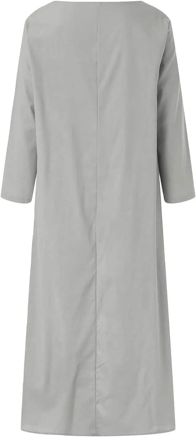 Cotton Linen Long Sets Women 2 Piece Outfits Long Sleeve High Low Tunic Tops Oversized and Wide Leg Pants Loungewear