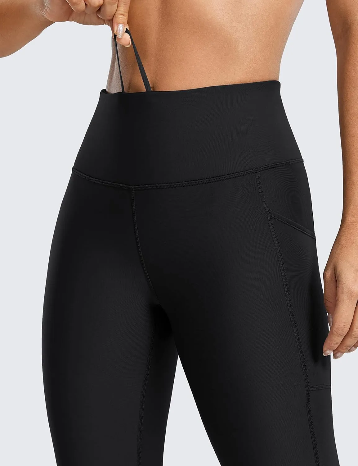 CRZ YOGA Thermal Fleece Lined Leggings Women 25'' - High Waisted Winter Workout Hiking Pants with Pockets Warm Running Tights