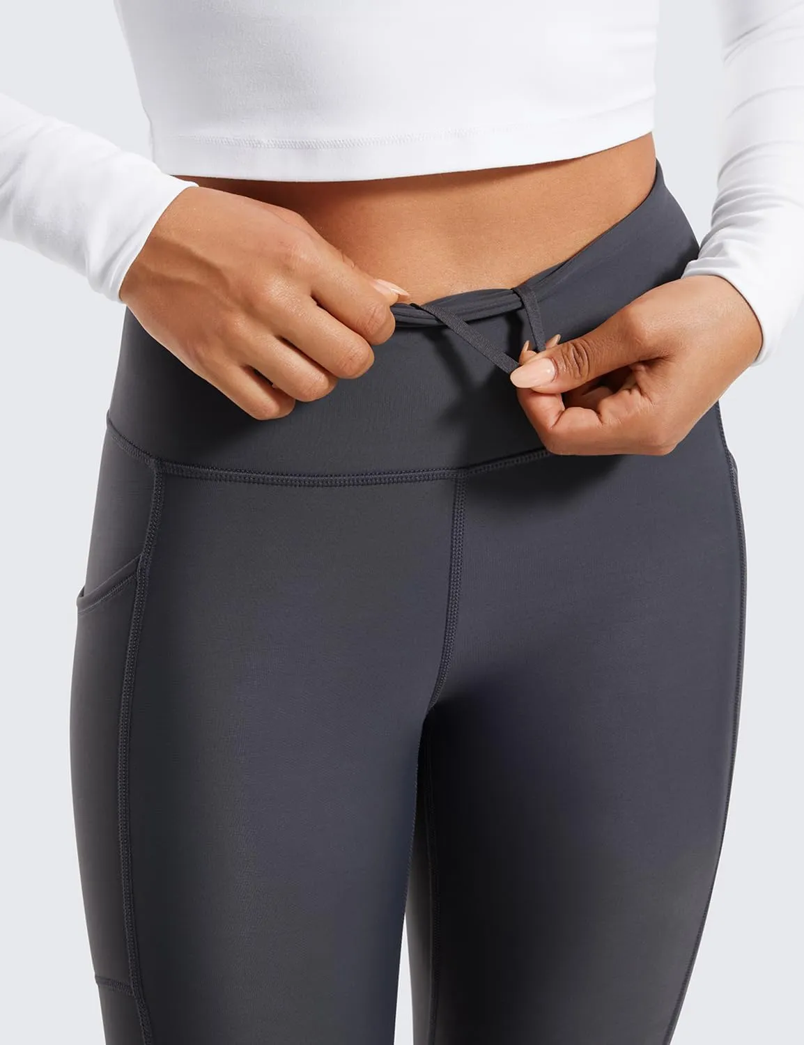 CRZ YOGA Thermal Fleece Lined Leggings Women 25'' - High Waisted Winter Workout Hiking Pants with Pockets Warm Running Tights