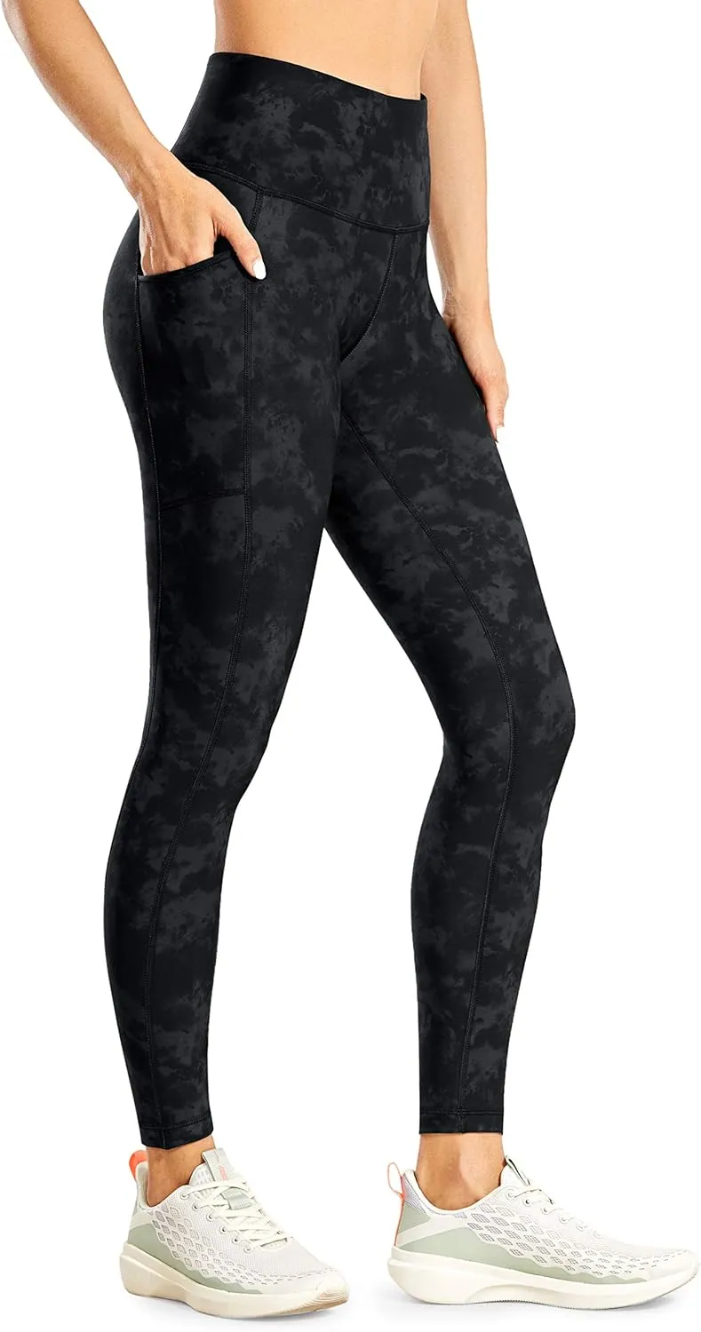 CRZ YOGA Thermal Fleece Lined Leggings Women 25'' - High Waisted Winter Workout Hiking Pants with Pockets Warm Running Tights
