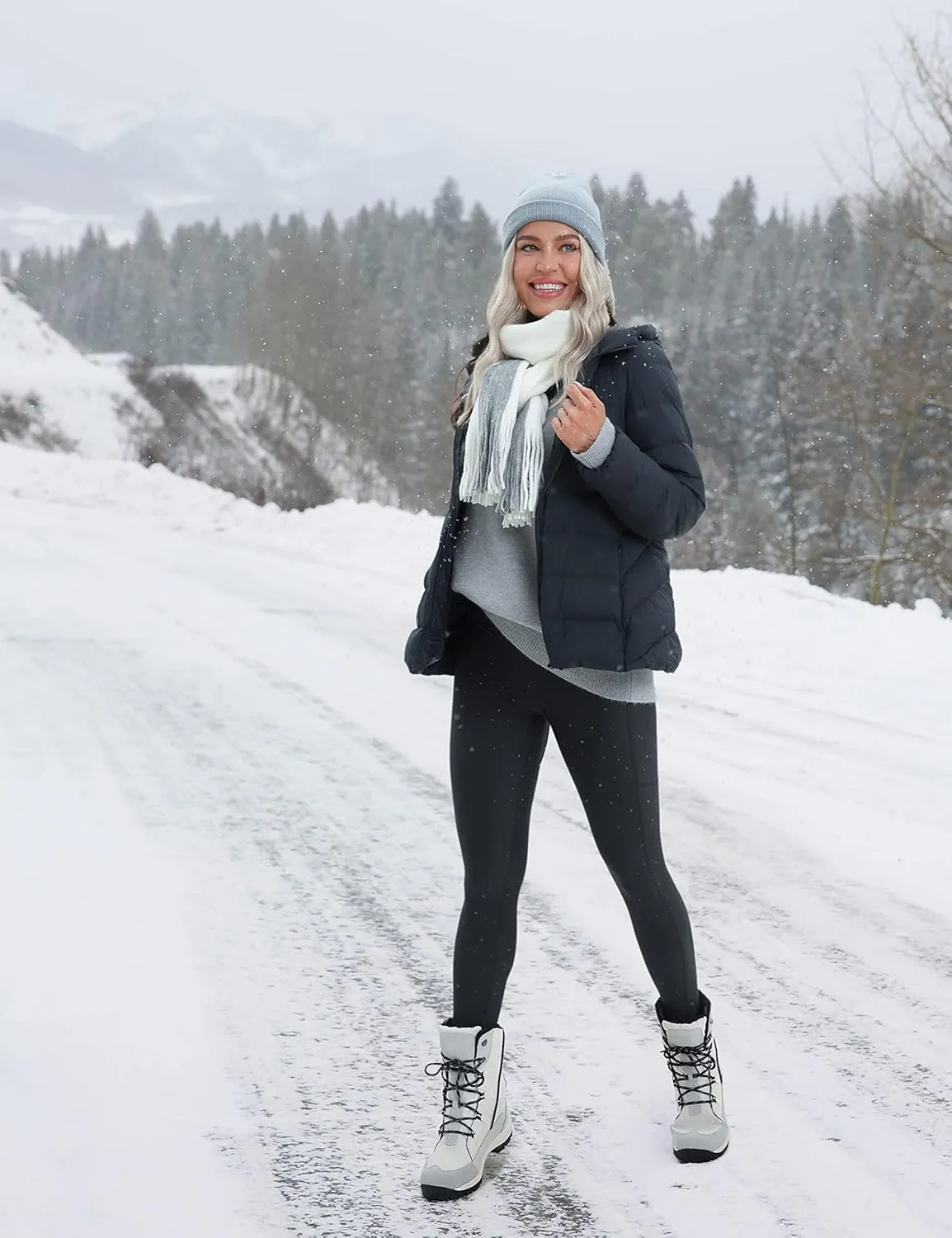 CRZ YOGA Thermal Fleece Lined Leggings Women 25'' - High Waisted Winter Workout Hiking Pants with Pockets Warm Running Tights