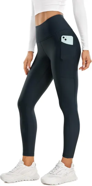 CRZ YOGA Thermal Fleece Lined Leggings Women 25'' - High Waisted Winter Workout Hiking Pants with Pockets Warm Running Tights