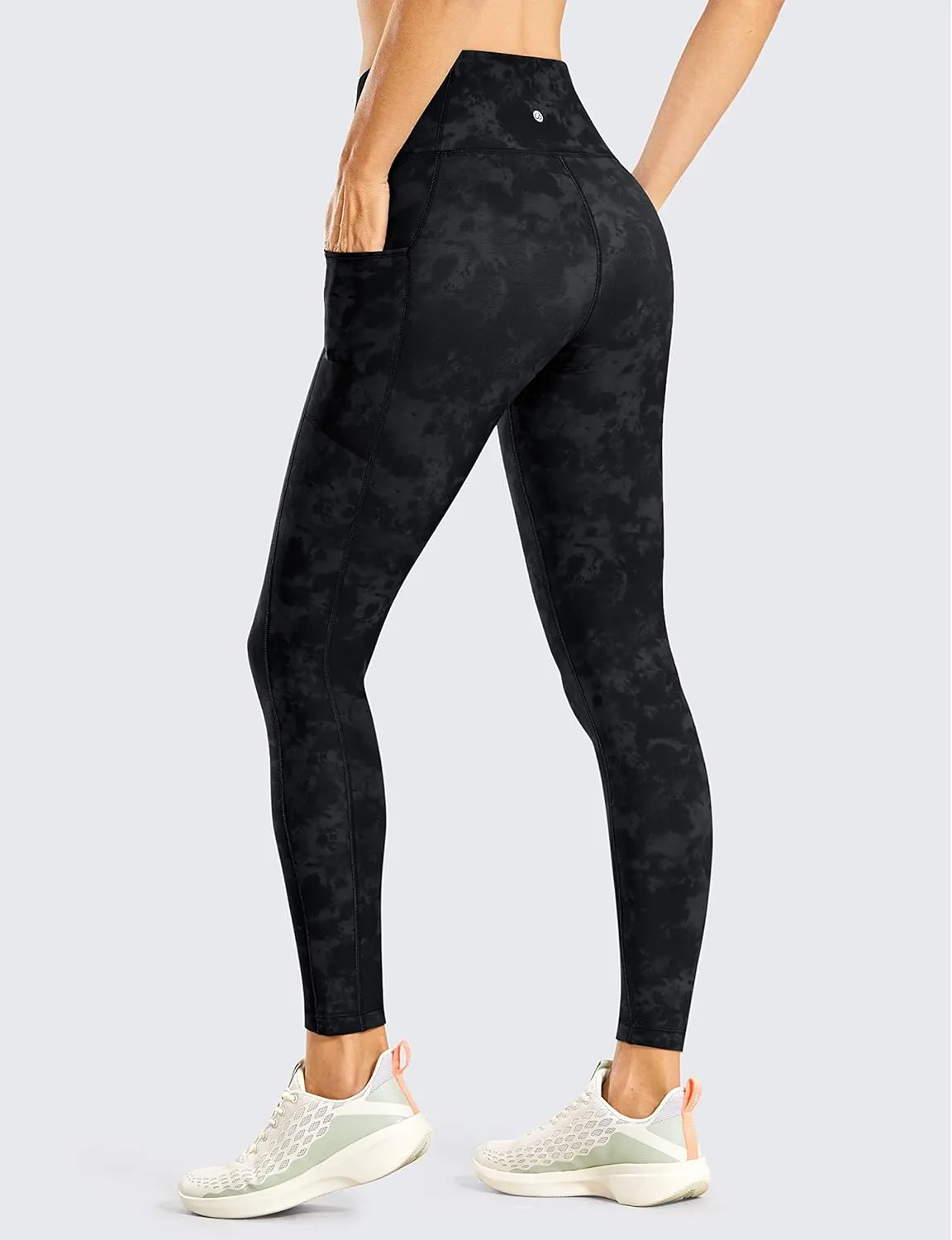 CRZ YOGA Thermal Fleece Lined Leggings Women 25'' - High Waisted Winter Workout Hiking Pants with Pockets Warm Running Tights