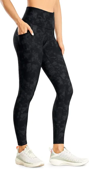 CRZ YOGA Thermal Fleece Lined Leggings Women 25'' - High Waisted Winter Workout Hiking Pants with Pockets Warm Running Tights
