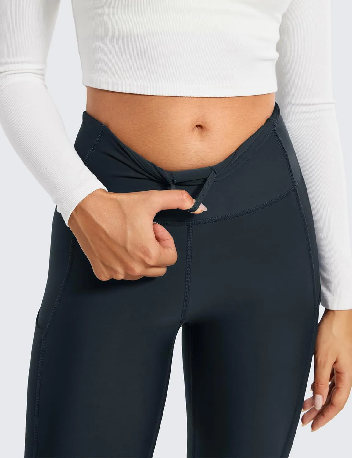 CRZ YOGA Thermal Fleece Lined Leggings Women 28'' - Winter Warm High Waisted Hiking Pants with Pockets Workout Running Tights
