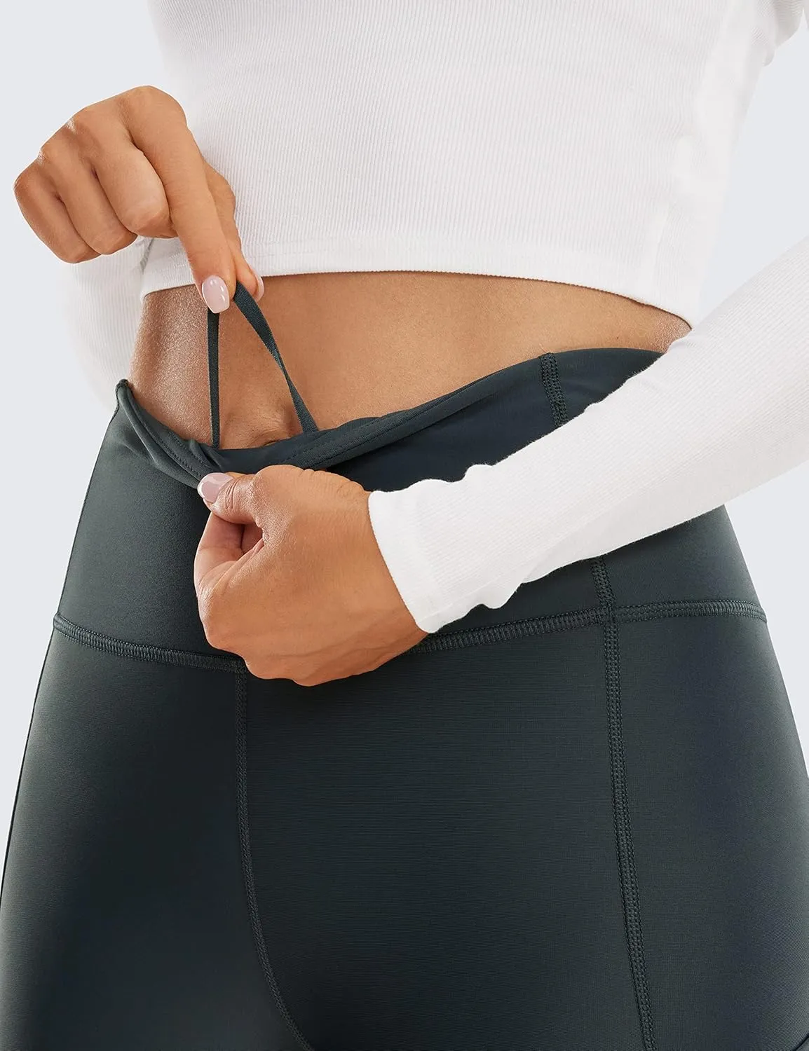 CRZ YOGA Thermal Fleece Lined Leggings Women 28'' - Winter Warm High Waisted Hiking Pants with Pockets Workout Running Tights