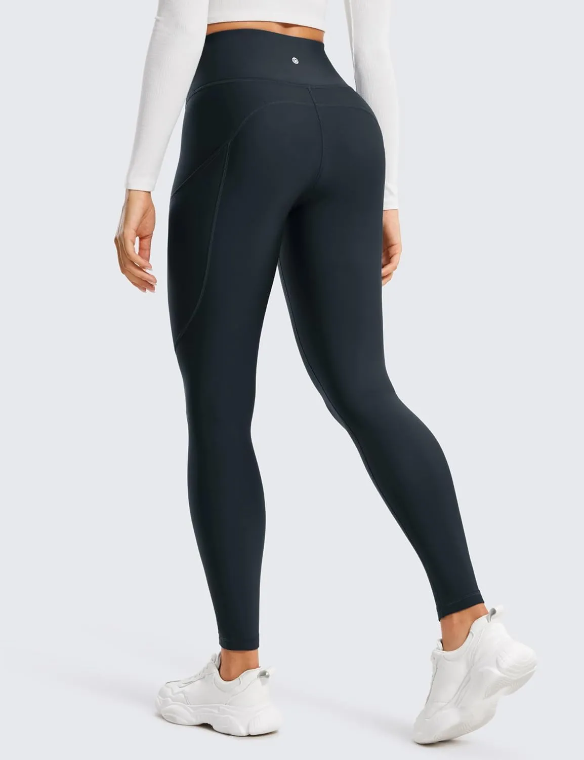 CRZ YOGA Thermal Fleece Lined Leggings Women 28'' - Winter Warm High Waisted Hiking Pants with Pockets Workout Running Tights