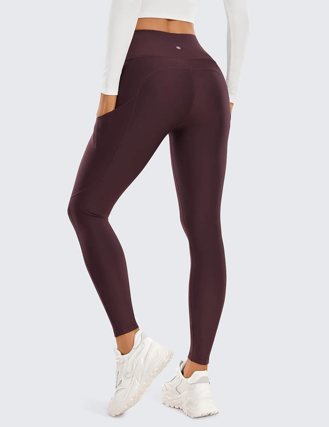 CRZ YOGA Thermal Fleece Lined Leggings Women 28'' - Winter Warm High Waisted Hiking Pants with Pockets Workout Running Tights