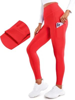 CRZ YOGA Thermal Fleece Lined Leggings Women 28'' - Winter Warm High Waisted Hiking Pants with Pockets Workout Running Tights