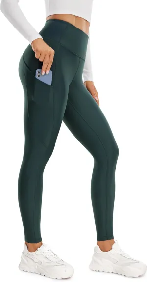 CRZ YOGA Thermal Fleece Lined Leggings Women 28'' - Winter Warm High Waisted Hiking Pants with Pockets Workout Running Tights