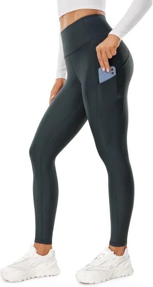 CRZ YOGA Thermal Fleece Lined Leggings Women 28'' - Winter Warm High Waisted Hiking Pants with Pockets Workout Running Tights