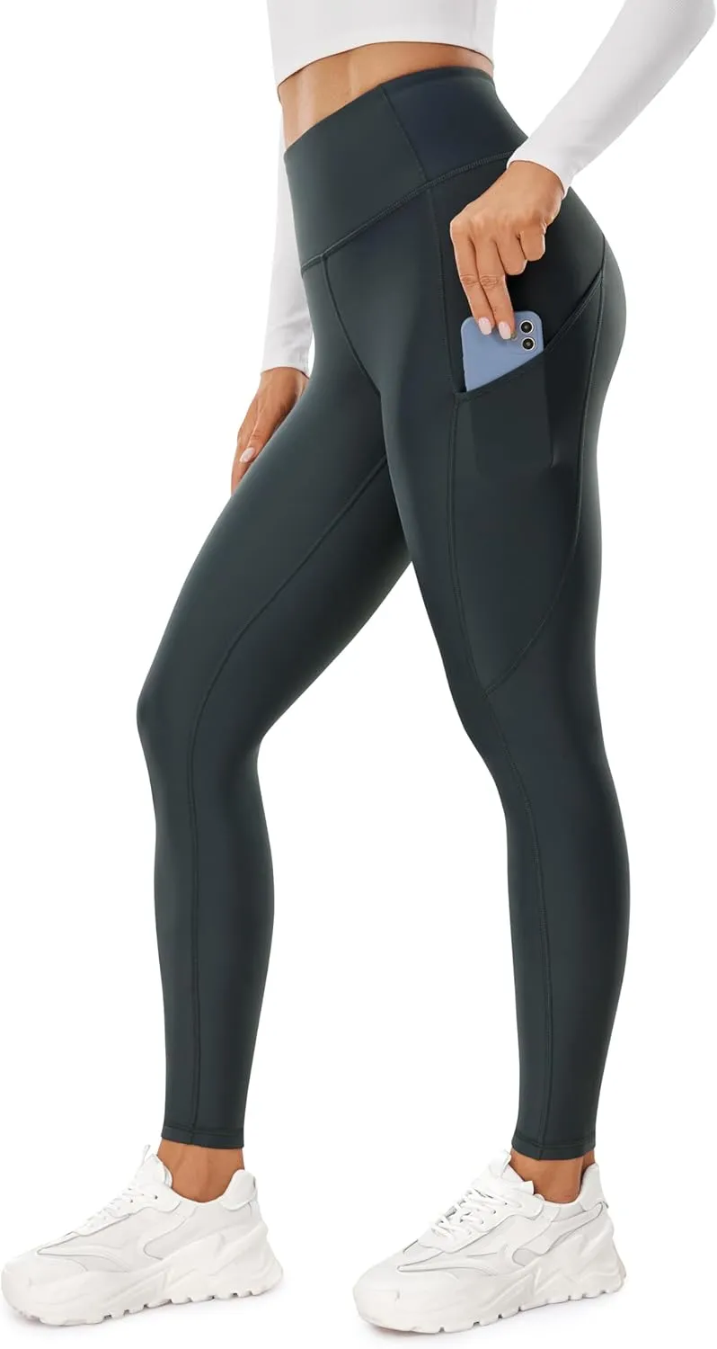 CRZ YOGA Thermal Fleece Lined Leggings Women 28'' - Winter Warm High Waisted Hiking Pants with Pockets Workout Running Tights