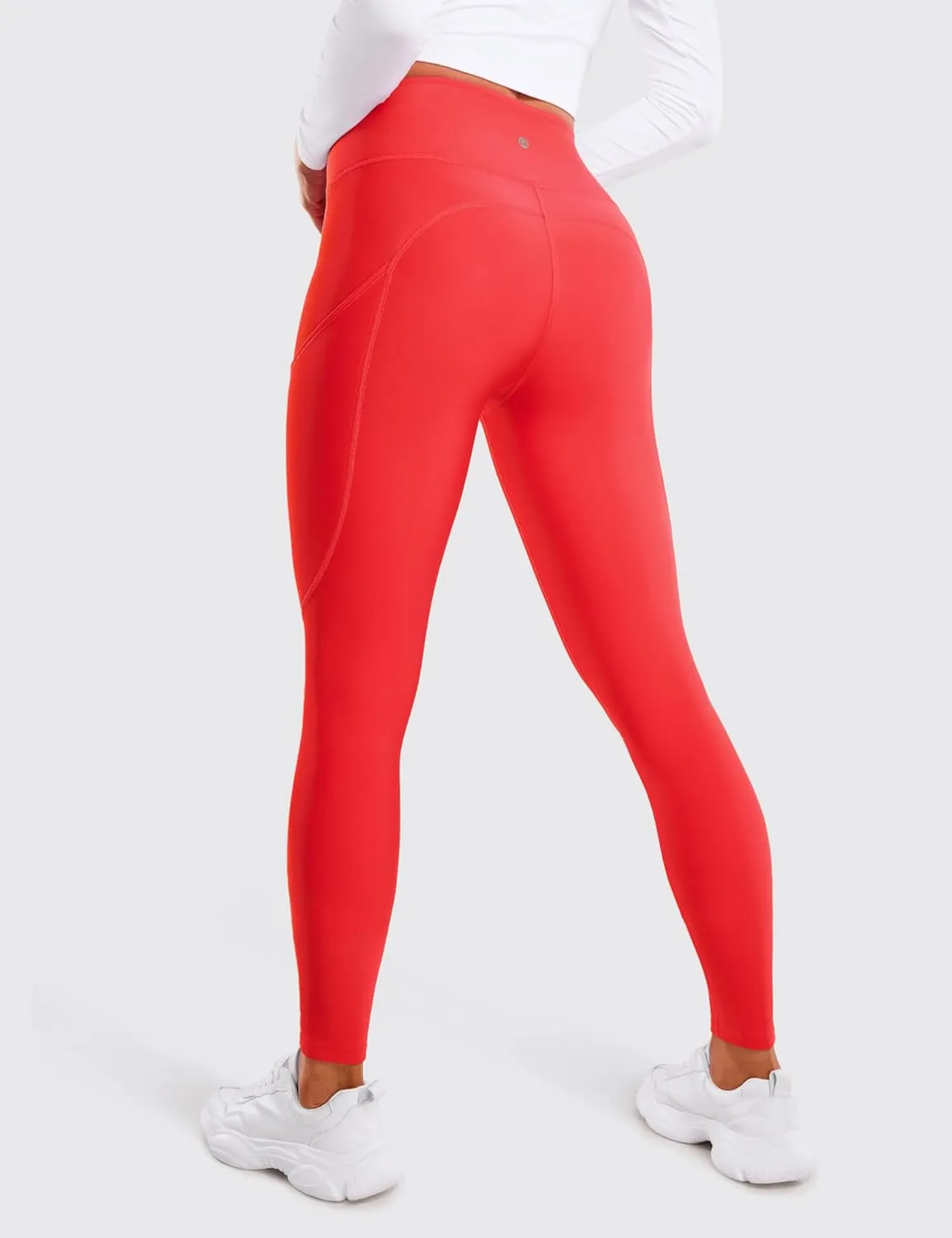 CRZ YOGA Thermal Fleece Lined Leggings Women 28'' - Winter Warm High Waisted Hiking Pants with Pockets Workout Running Tights