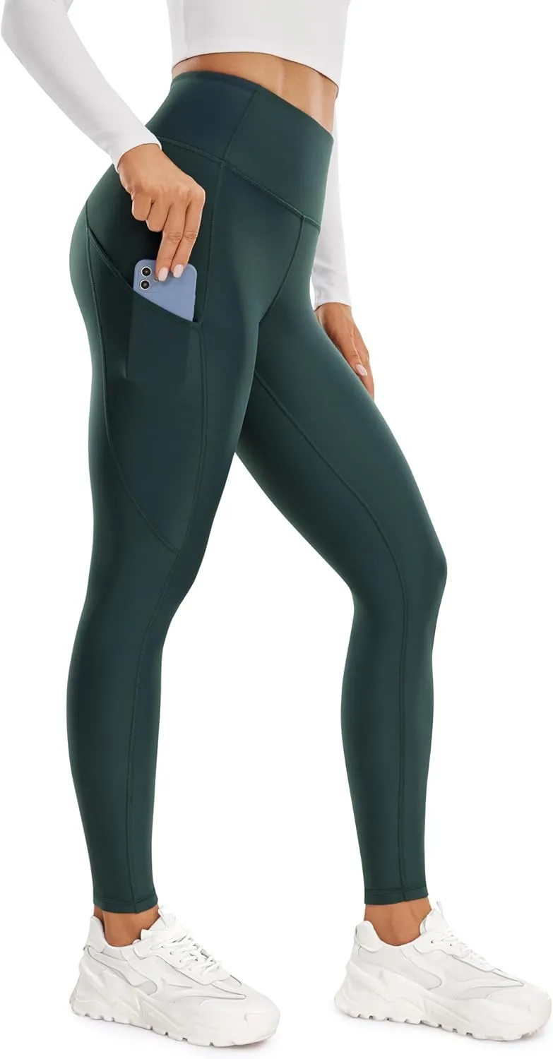 CRZ YOGA Thermal Fleece Lined Leggings Women 28'' - Winter Warm High Waisted Hiking Pants with Pockets Workout Running Tights