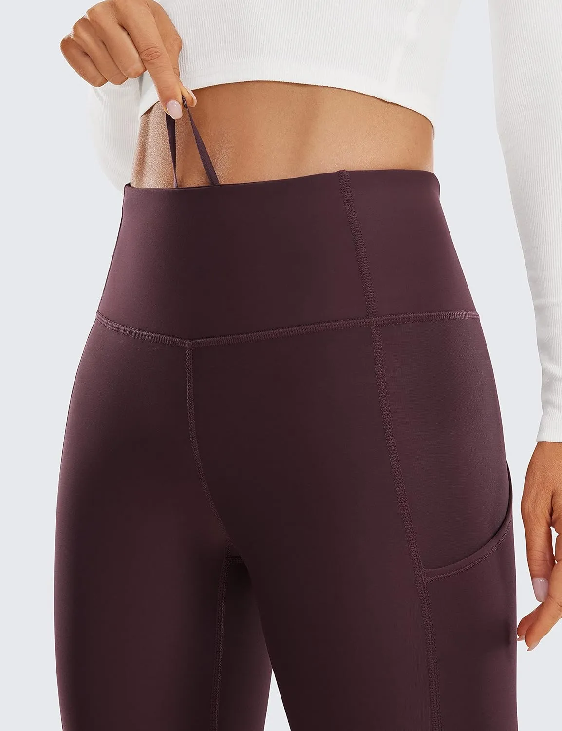 CRZ YOGA Thermal Fleece Lined Leggings Women 28'' - Winter Warm High Waisted Hiking Pants with Pockets Workout Running Tights