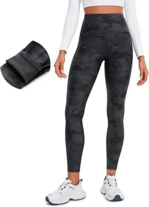 CRZ YOGA Womens High Waisted Fleece Lined Leggings 25 inches - Winter Warm Thick Thermal Soft Workout Yoga Pants