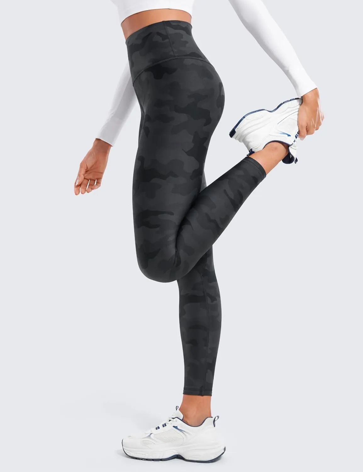 CRZ YOGA Womens High Waisted Fleece Lined Leggings 25 inches - Winter Warm Thick Thermal Soft Workout Yoga Pants