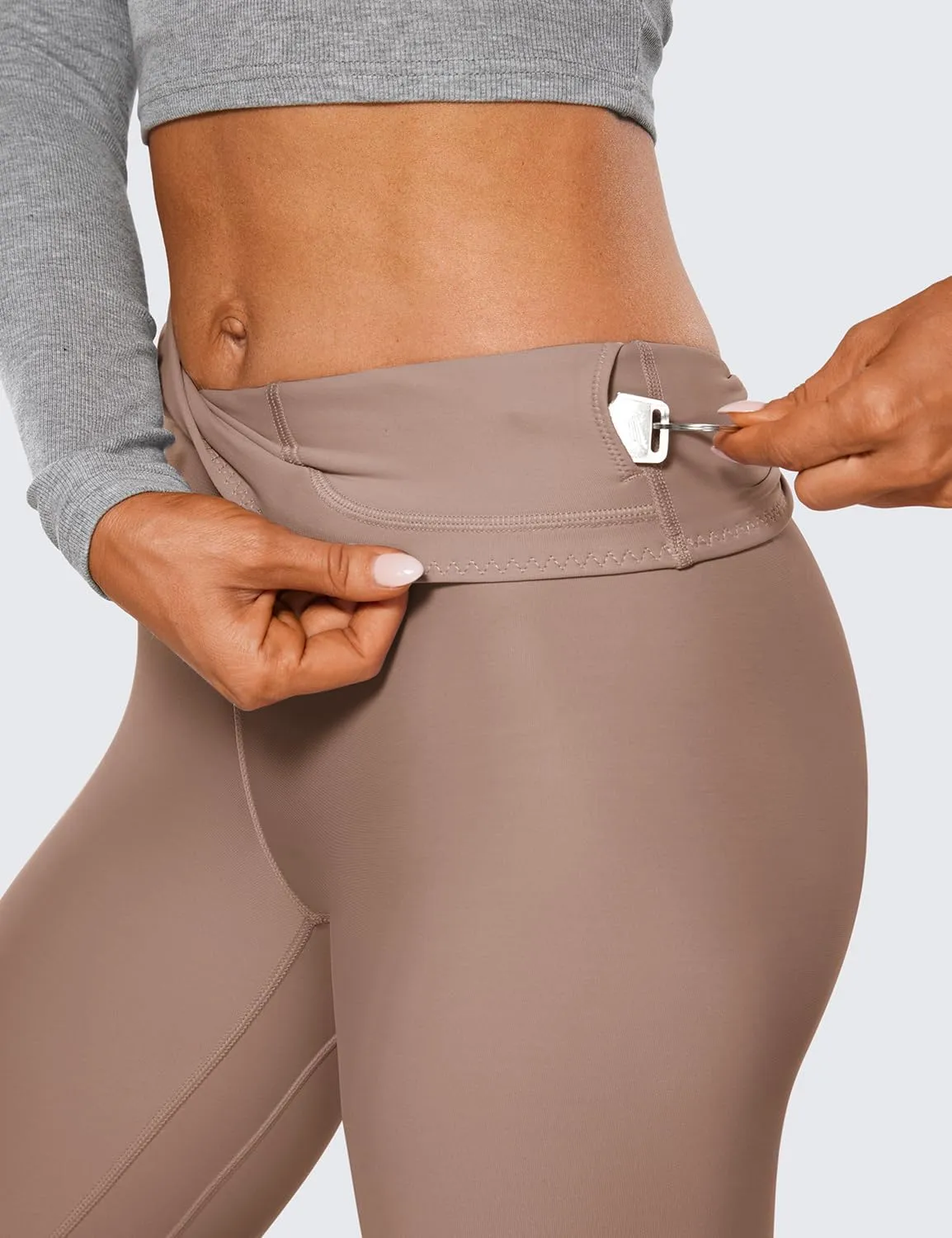 CRZ YOGA Womens High Waisted Fleece Lined Leggings 25 inches - Winter Warm Thick Thermal Soft Workout Yoga Pants