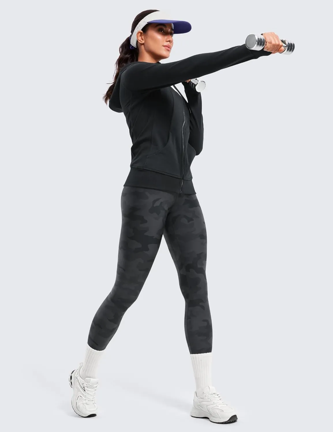 CRZ YOGA Womens High Waisted Fleece Lined Leggings 25 inches - Winter Warm Thick Thermal Soft Workout Yoga Pants