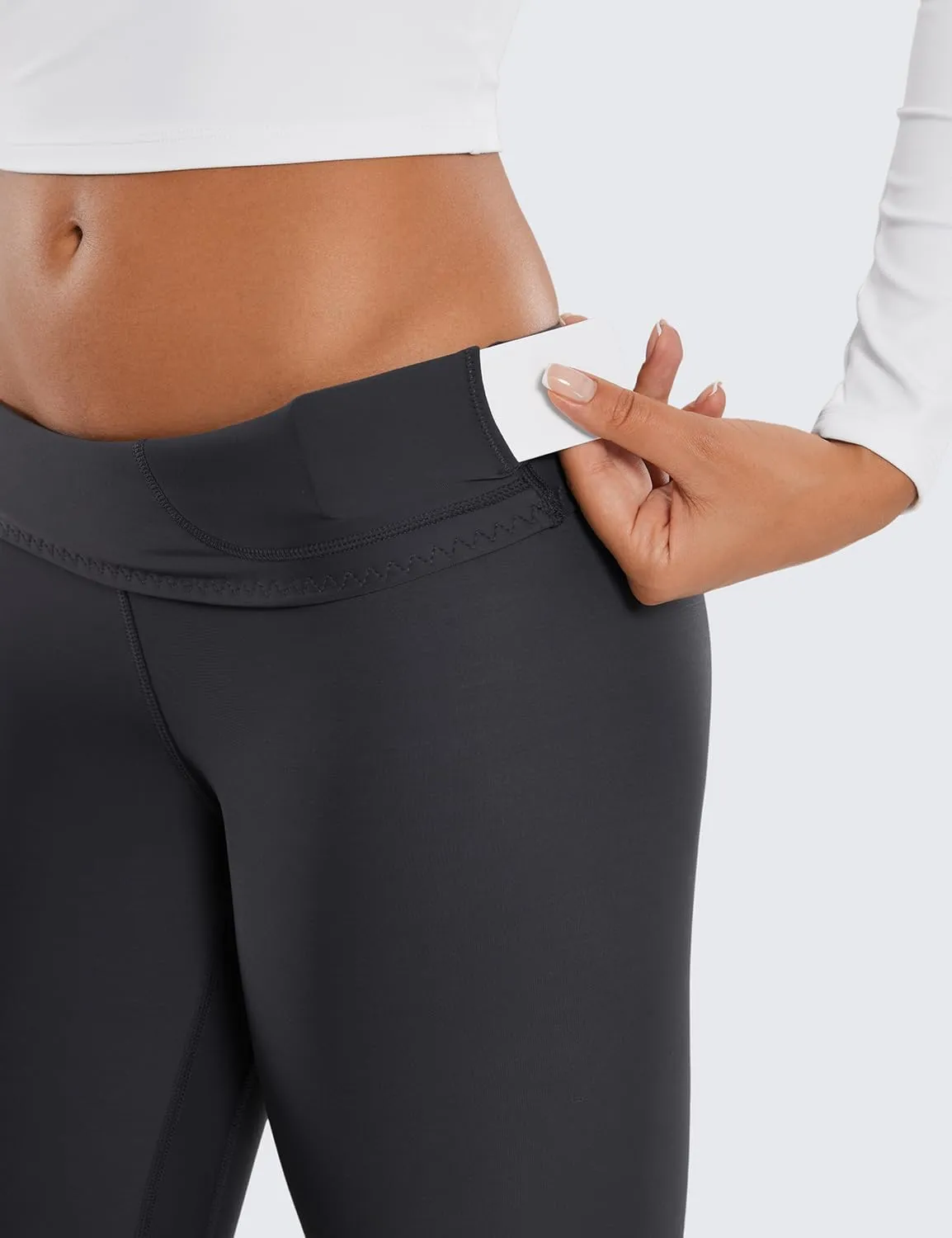 CRZ YOGA Womens High Waisted Fleece Lined Leggings 25 inches - Winter Warm Thick Thermal Soft Workout Yoga Pants