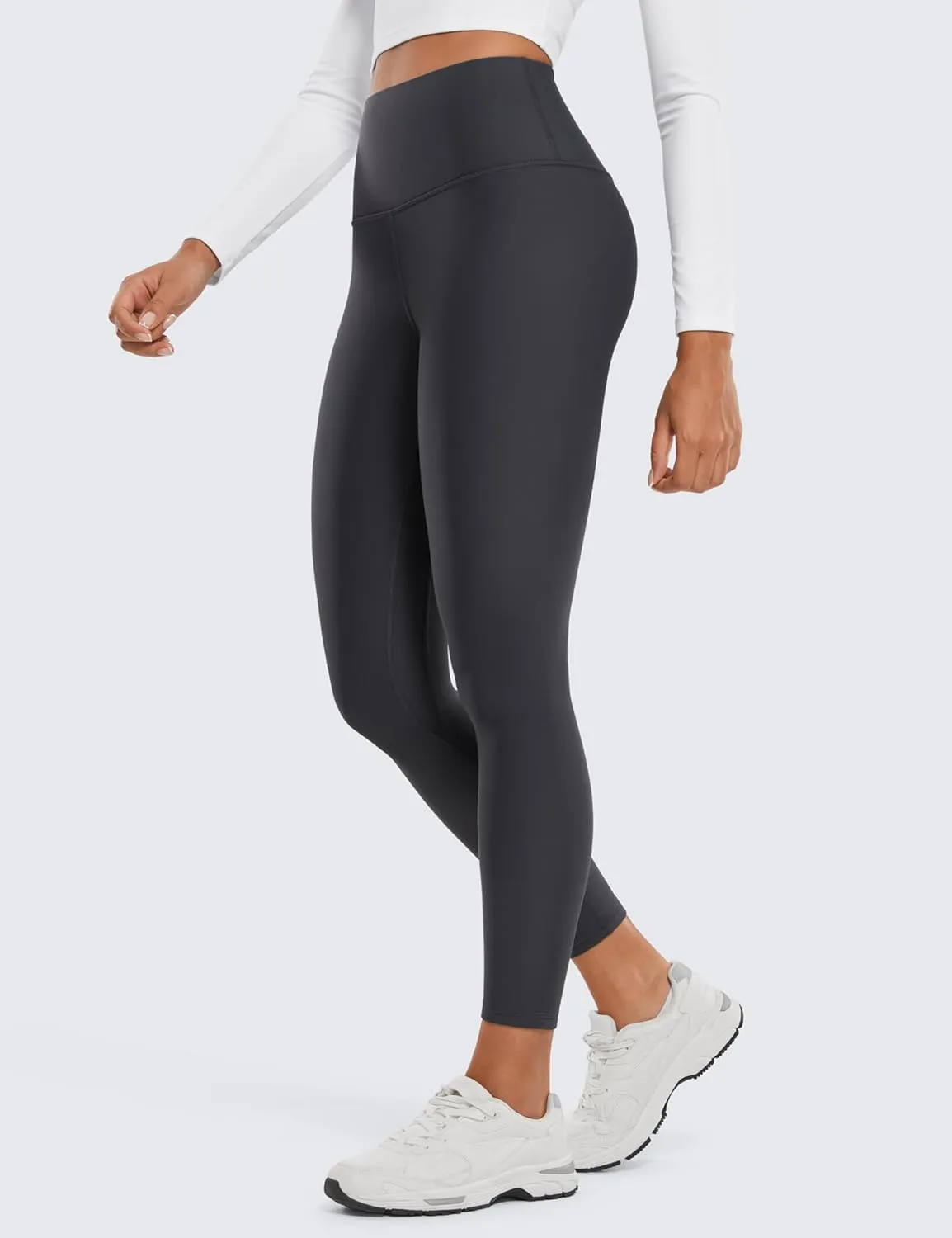 CRZ YOGA Womens High Waisted Fleece Lined Leggings 25 inches - Winter Warm Thick Thermal Soft Workout Yoga Pants