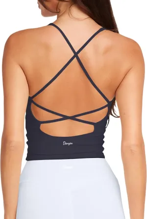 Danysu Sculpt Workout Tank Tops Women Backless Longline Sports Bras Strappy Padded Yoga Top