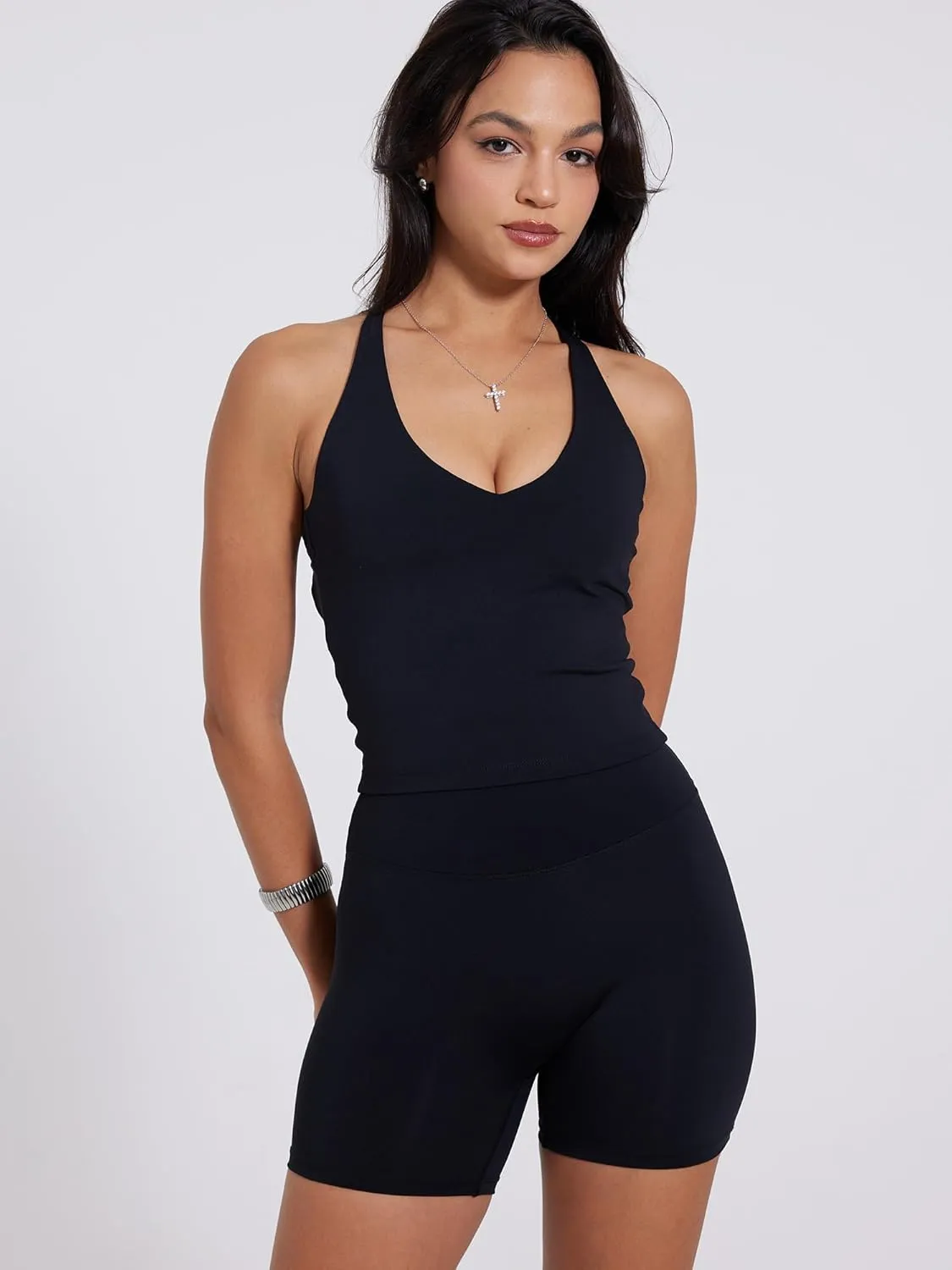 Danysu Sculpt Workout Tank Tops Women Backless Longline Sports Bras Strappy Padded Yoga Top